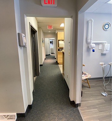 Hallway to dental treatment rooms